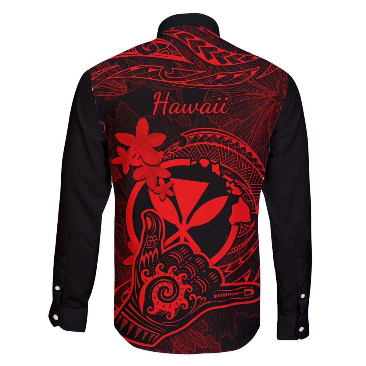 Hawaii Family Matching Tank Maxi Dress and Hawaiian Shirt Shaka Tattoo Mix Polynesian Plumeria Red Version LT14 - Polynesian Pride
