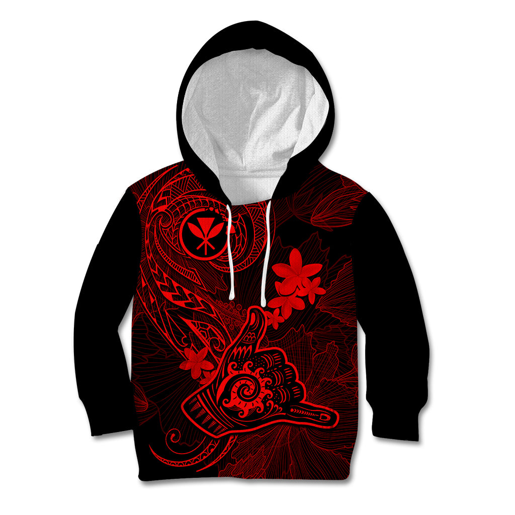 Hawaii Kid Hoodie Shaka Tattoo Mix Polynesian Plumeria Red Version LT14 Red - Polynesian Pride