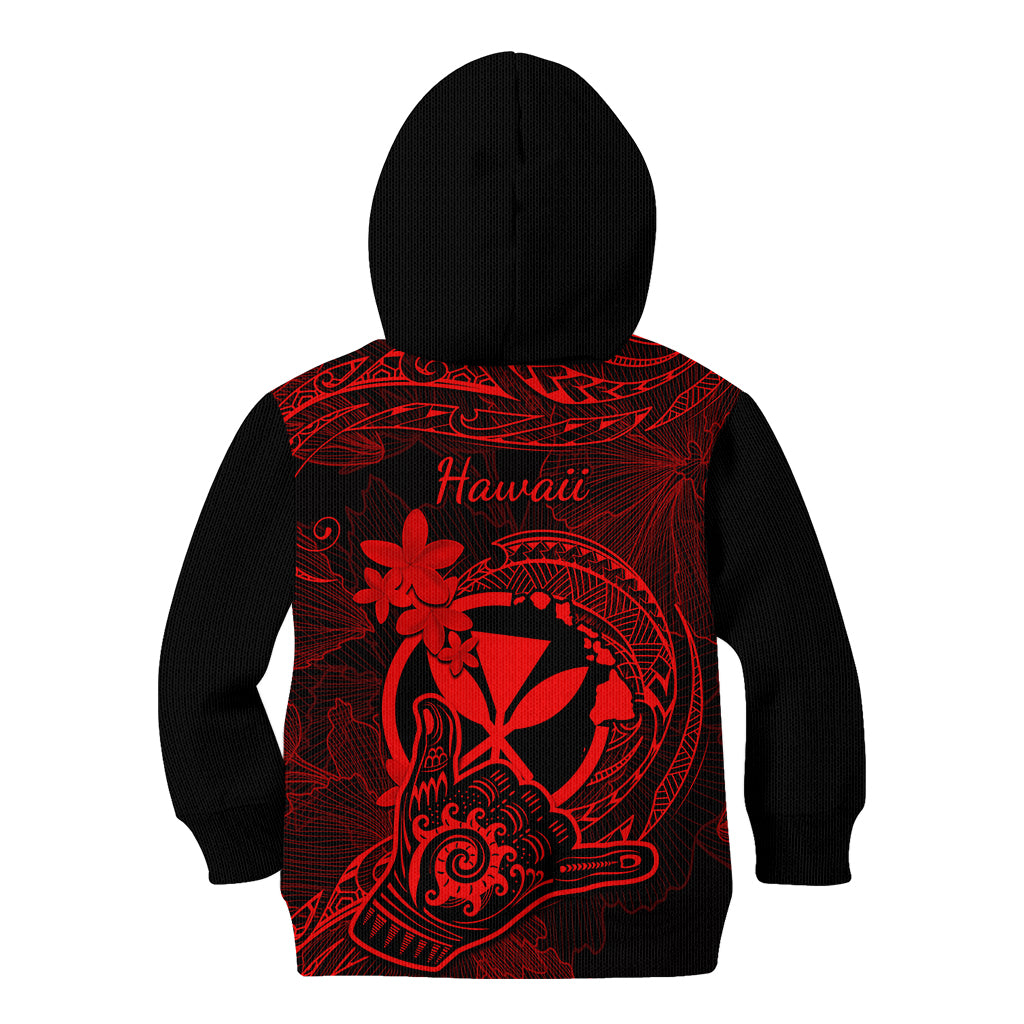 Hawaii Kid Hoodie Shaka Tattoo Mix Polynesian Plumeria Red Version LT14 - Polynesian Pride