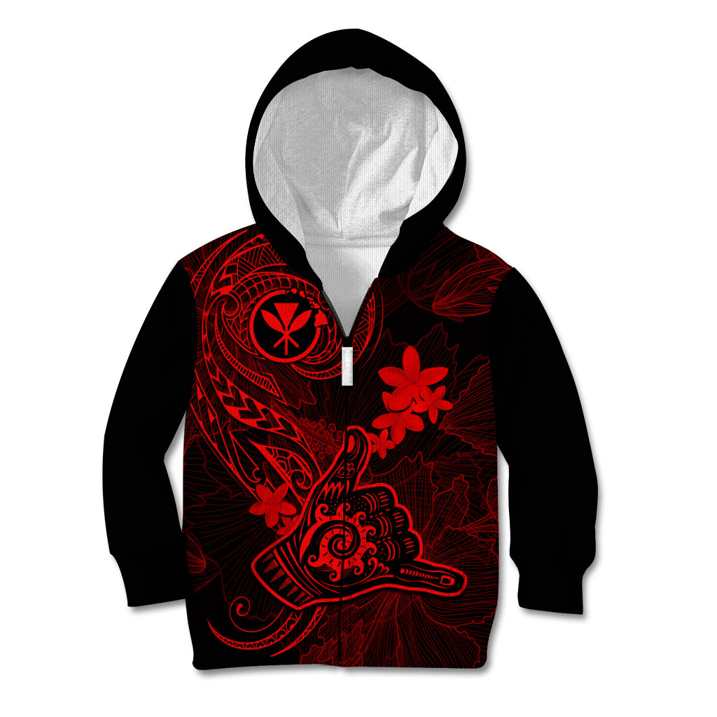 Hawaii Kid Hoodie Shaka Tattoo Mix Polynesian Plumeria Red Version LT14 - Polynesian Pride
