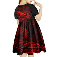 hawaii-kid-short-sleeve-dress-shaka-tattoo-mix-polynesian-plumeria-red-version