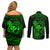 hawaii-couples-matching-off-shoulder-short-dress-and-long-sleeve-button-shirts-shaka-tattoo-mix-polynesian-plumeria-green-version