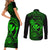 hawaii-couples-matching-short-sleeve-bodycon-dress-and-long-sleeve-button-shirts-shaka-tattoo-mix-polynesian-plumeria-green-version