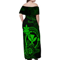 hawaii-family-matching-off-shoulder-maxi-dress-and-hawaiian-shirt-shaka-tattoo-mix-polynesian-plumeria-green-version