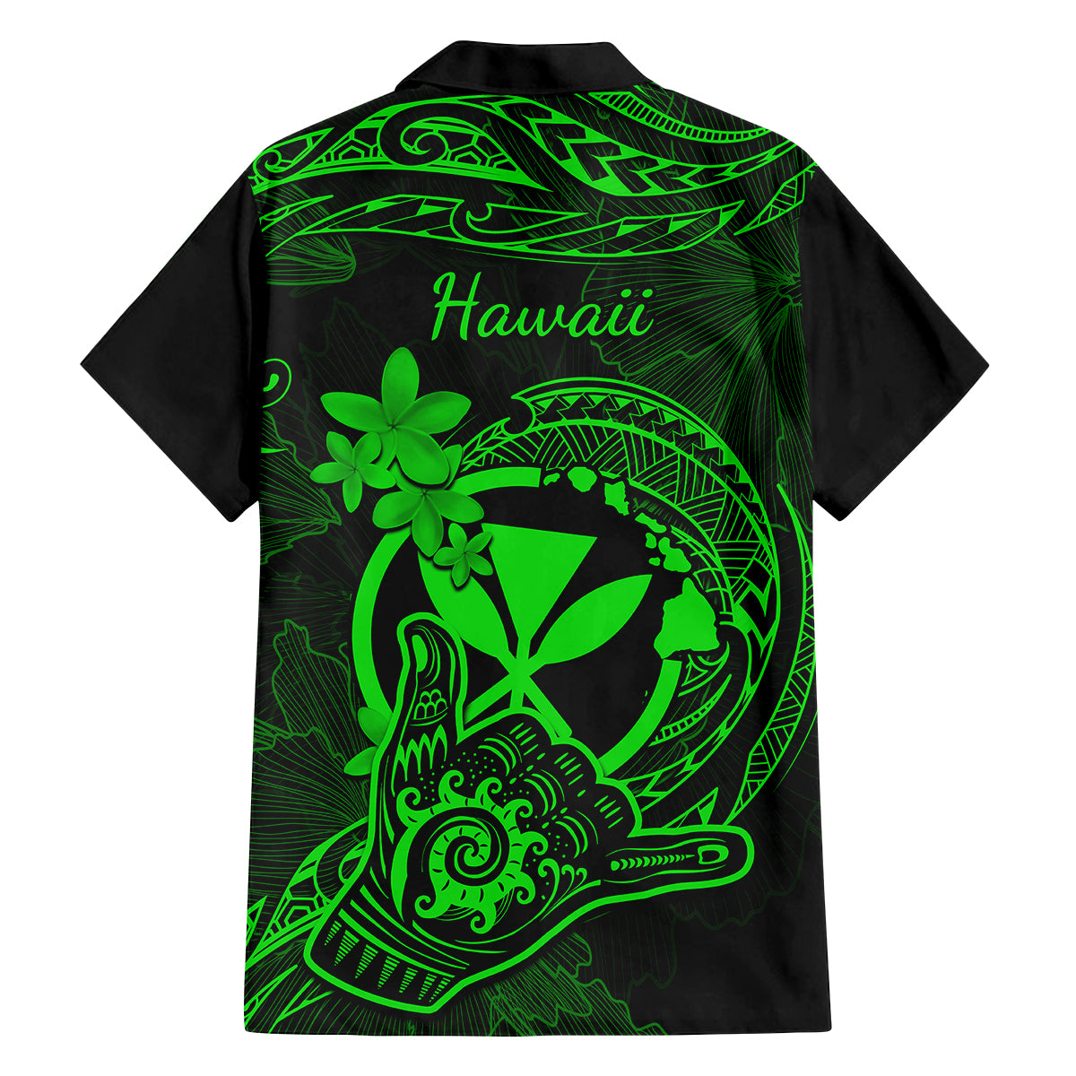 Hawaii Family Matching Tank Maxi Dress and Hawaiian Shirt Shaka Tattoo Mix Polynesian Plumeria Green Version LT14 - Polynesian Pride