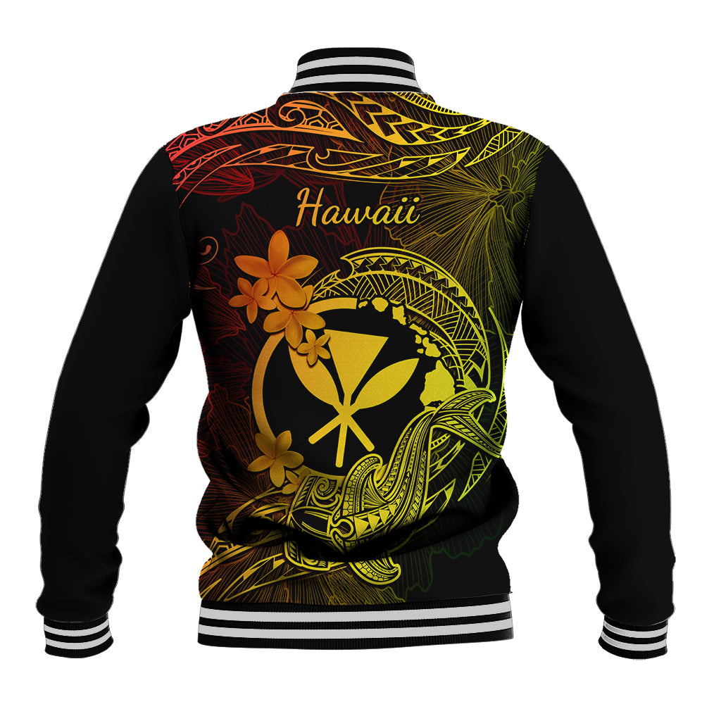 Hawaii Baseball Jacket Hammerhead Shark Tattoo Mix Polynesian Plumeria Reggae Version LT14 - Polynesian Pride