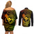 hawaii-couples-matching-off-shoulder-short-dress-and-long-sleeve-button-shirts-hammerhead-shark-tattoo-mix-polynesian-plumeria-reggae-version