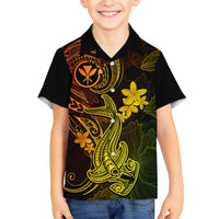 hawaii-family-matching-off-shoulder-maxi-dress-and-hawaiian-shirt-hammerhead-shark-tattoo-mix-polynesian-plumeria-reggae-version