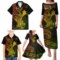 Hawaii Family Matching Puletasi Dress and Hawaiian Shirt Hammerhead Shark Tattoo Mix Polynesian Plumeria Reggae Version LT14 - Polynesian Pride