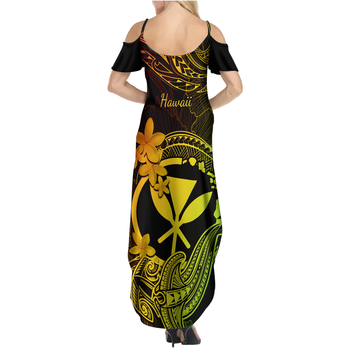 hawaii-family-matching-summer-maxi-dress-and-hawaiian-shirt-hammerhead-shark-tattoo-mix-polynesian-plumeria-reggae-version