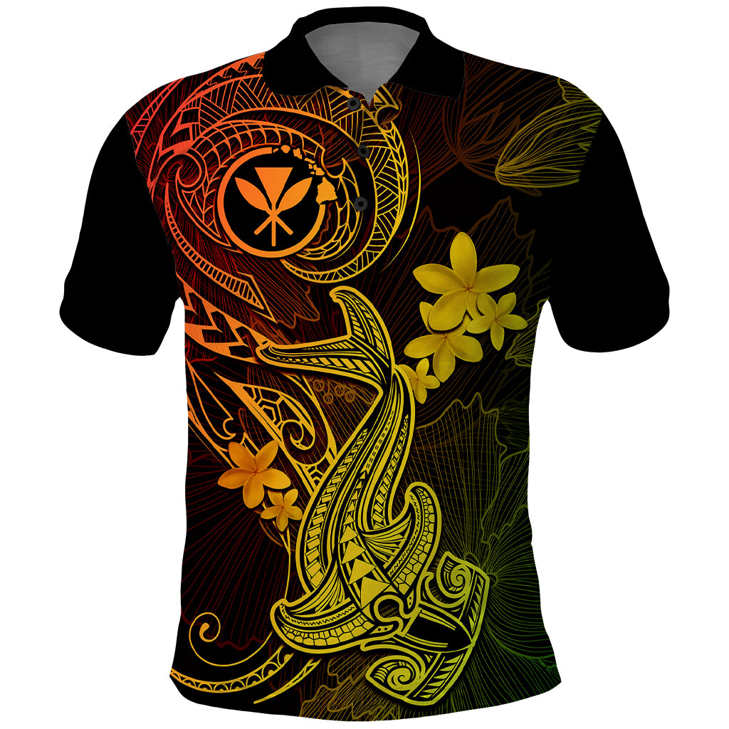 Hawaii Polo Shirt Hammerhead Shark Tattoo Mix Polynesian Plumeria Reggae Version LT14 Reggae - Polynesian Pride