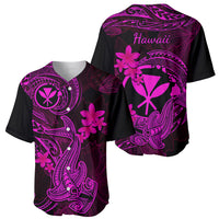 Hawaii Baseball Jersey Hammerhead Shark Tattoo Mix Polynesian Plumeria Pink Version LT14 - Polynesian Pride