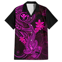 Hawaii Family Matching Tank Maxi Dress and Hawaiian Shirt Hammerhead Shark Tattoo Mix Polynesian Plumeria Pink Version LT14 Dad's Shirt - Short Sleeve Pink - Polynesian Pride