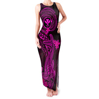 Hawaii Family Matching Tank Maxi Dress and Hawaiian Shirt Hammerhead Shark Tattoo Mix Polynesian Plumeria Pink Version LT14 Mom's Dress Pink - Polynesian Pride