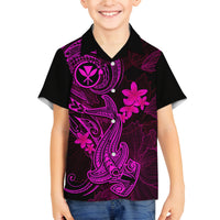 Hawaii Family Matching Tank Maxi Dress and Hawaiian Shirt Hammerhead Shark Tattoo Mix Polynesian Plumeria Pink Version LT14 Son's Shirt Pink - Polynesian Pride