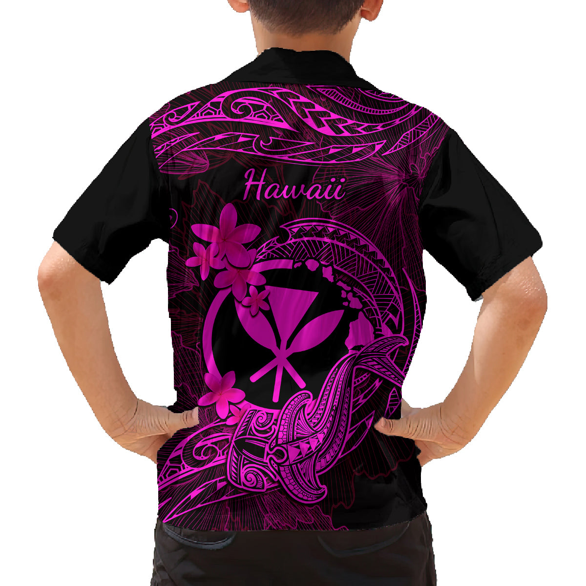hawaii-kid-hawaiian-shirt-hammerhead-shark-tattoo-mix-polynesian-plumeria-pink-version