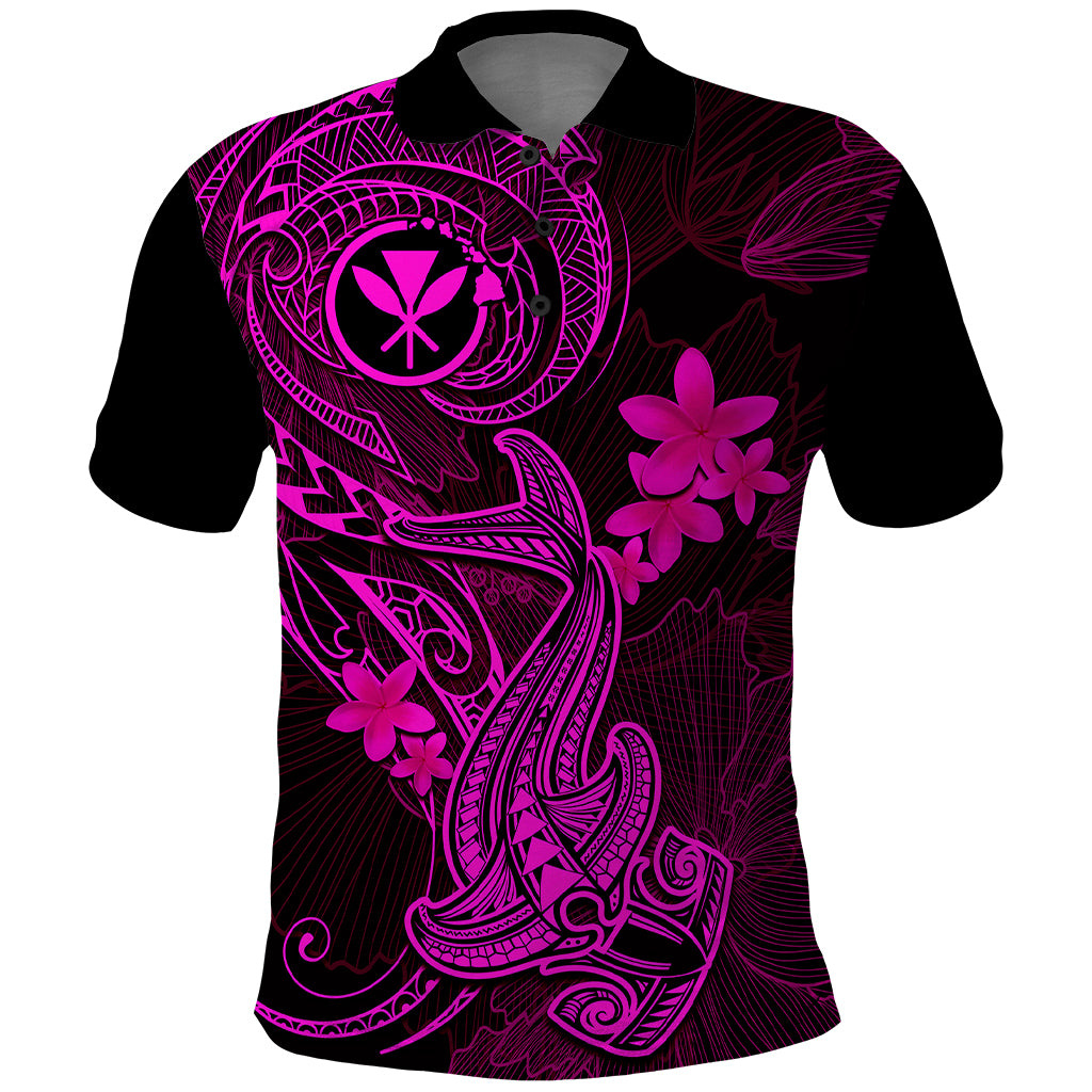 Hawaii Polo Shirt Hammerhead Shark Tattoo Mix Polynesian Plumeria Pink Version LT14 Pink - Polynesian Pride