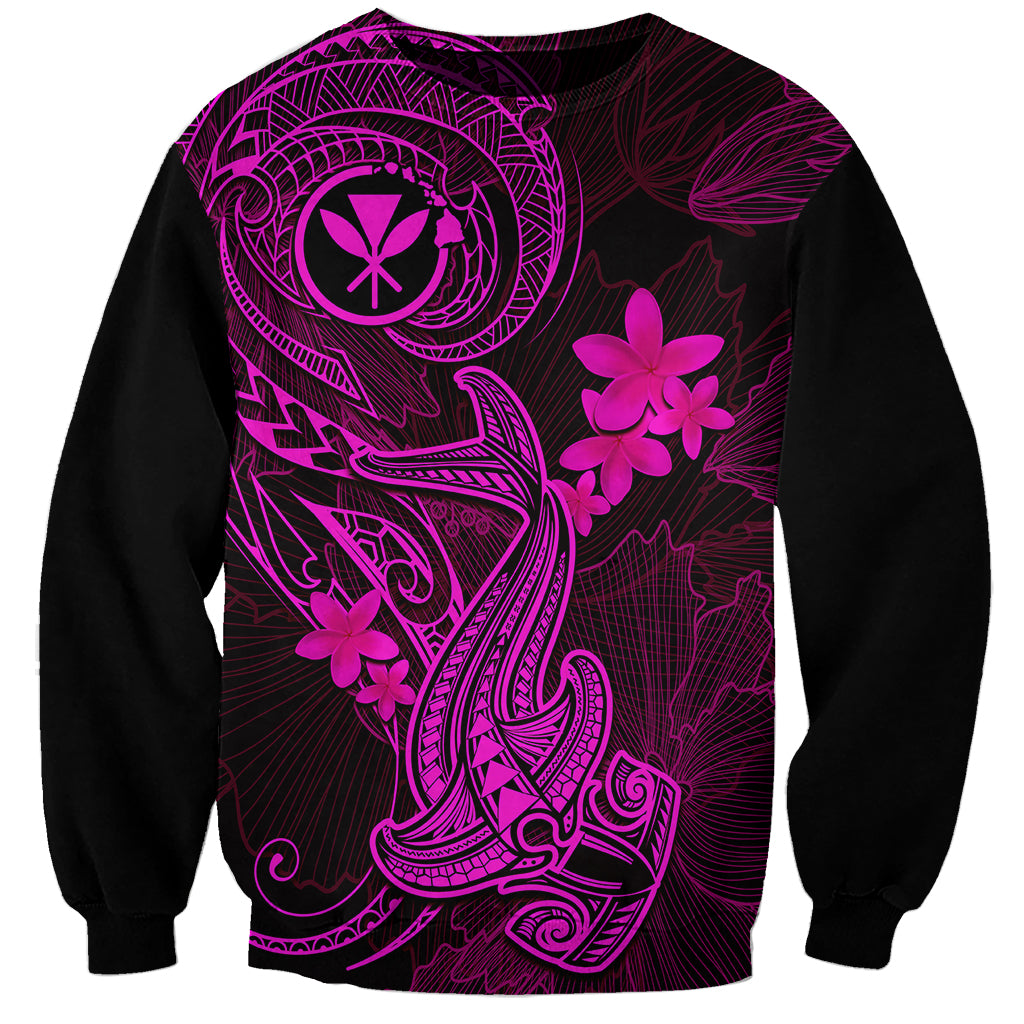 Hawaii Sweatshirt Hammerhead Shark Tattoo Mix Polynesian Plumeria Pink Version LT14 Unisex Pink - Polynesian Pride