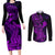 hawaii-couples-matching-long-sleeve-bodycon-dress-and-long-sleeve-button-shirts-hammerhead-shark-tattoo-mix-polynesian-plumeria-purple-version