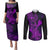 hawaii-couples-matching-puletasi-dress-and-long-sleeve-button-shirts-hammerhead-shark-tattoo-mix-polynesian-plumeria-purple-version