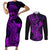 hawaii-couples-matching-short-sleeve-bodycon-dress-and-long-sleeve-button-shirts-hammerhead-shark-tattoo-mix-polynesian-plumeria-purple-version