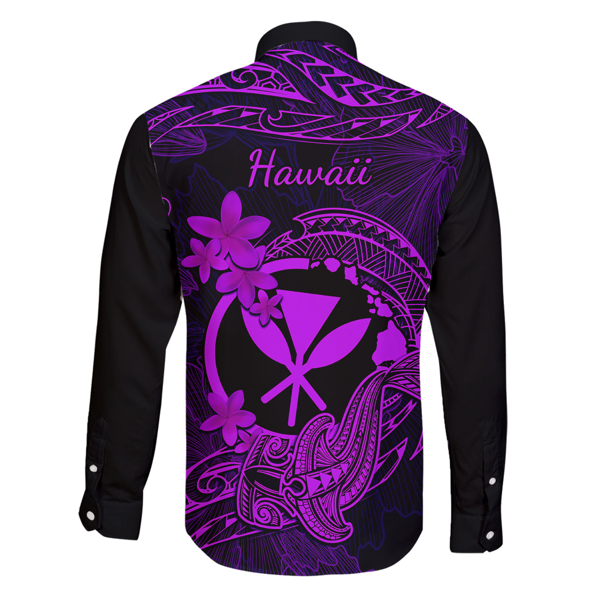 Hawaii Family Matching Off Shoulder Maxi Dress and Hawaiian Shirt Hammerhead Shark Tattoo Mix Polynesian Plumeria Purple Version LT14 - Polynesian Pride