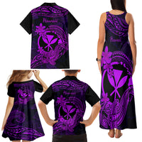 Hawaii Family Matching Tank Maxi Dress and Hawaiian Shirt Hammerhead Shark Tattoo Mix Polynesian Plumeria Purple Version LT14 - Polynesian Pride