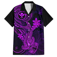 Hawaii Family Matching Tank Maxi Dress and Hawaiian Shirt Hammerhead Shark Tattoo Mix Polynesian Plumeria Purple Version LT14 Dad's Shirt - Short Sleeve Purple - Polynesian Pride