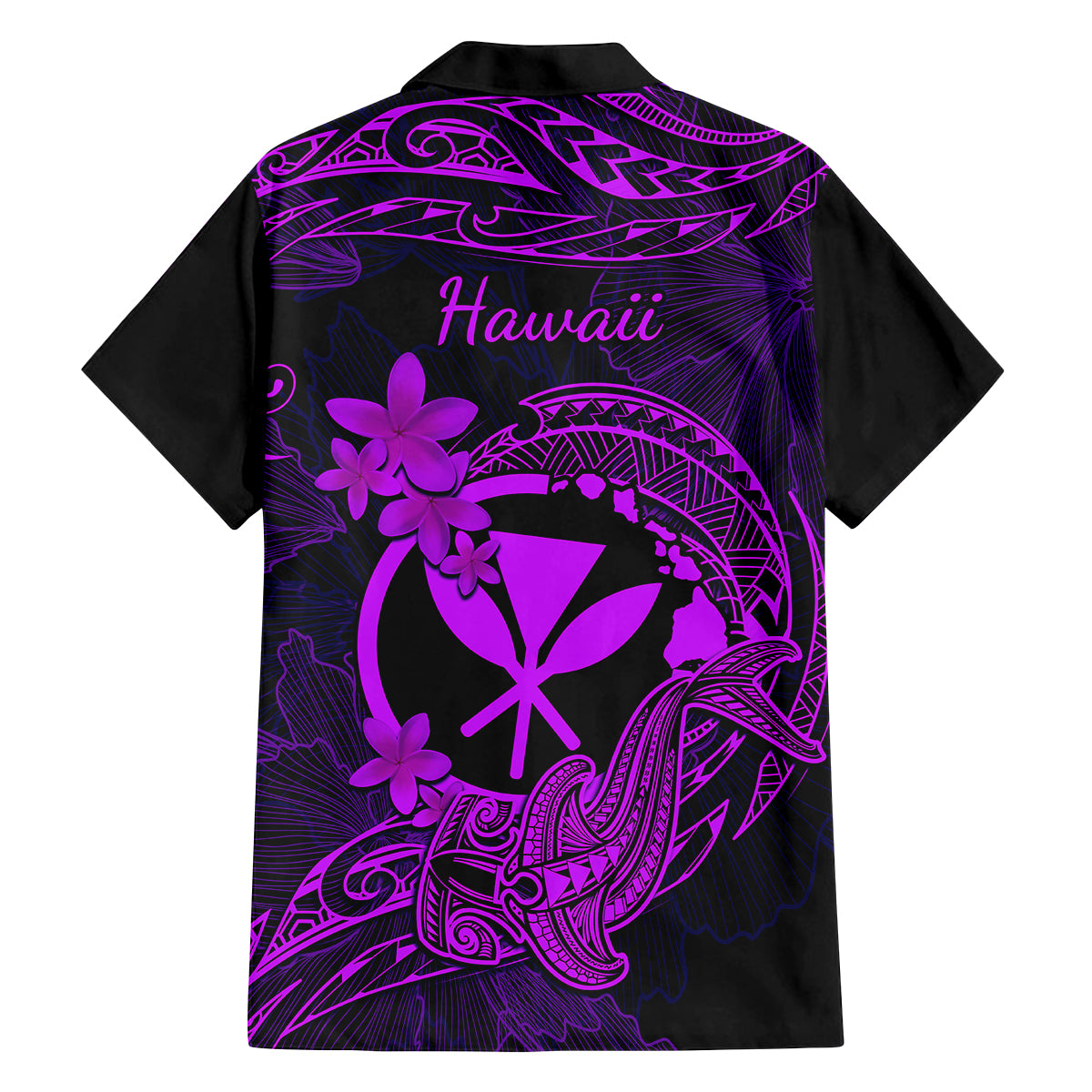 Hawaii Family Matching Tank Maxi Dress and Hawaiian Shirt Hammerhead Shark Tattoo Mix Polynesian Plumeria Purple Version LT14 - Polynesian Pride