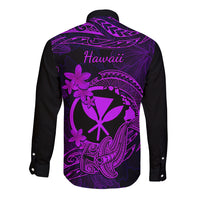 hawaii-long-sleeve-button-shirt-hammerhead-shark-tattoo-mix-polynesian-plumeria-purple-version