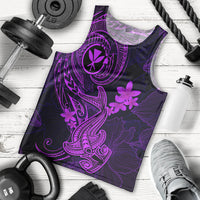 Hawaii Men Tank Top Hammerhead Shark Tattoo Mix Polynesian Plumeria Purple Version LT14 Purple - Polynesian Pride