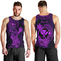 Hawaii Men Tank Top Hammerhead Shark Tattoo Mix Polynesian Plumeria Purple Version LT14 - Polynesian Pride