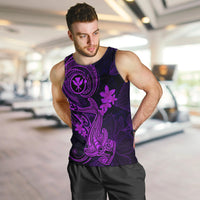 Hawaii Men Tank Top Hammerhead Shark Tattoo Mix Polynesian Plumeria Purple Version LT14 - Polynesian Pride