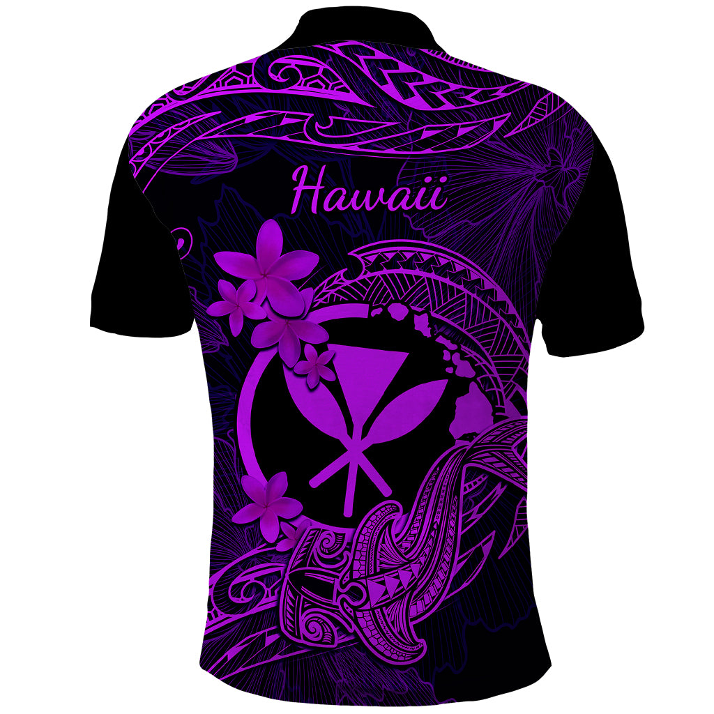 Hawaii Polo Shirt Hammerhead Shark Tattoo Mix Polynesian Plumeria Purple Version LT14 - Polynesian Pride