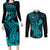 hawaii-couples-matching-long-sleeve-bodycon-dress-and-long-sleeve-button-shirts-hammerhead-shark-tattoo-mix-polynesian-plumeria-turquoise-version