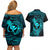 hawaii-couples-matching-off-shoulder-short-dress-and-hawaiian-shirt-hammerhead-shark-tattoo-mix-polynesian-plumeria-turquoise-version
