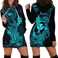 hawaii-hoodie-dress-hammerhead-shark-tattoo-mix-polynesian-plumeria-turquoise-version