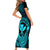 hawaii-short-sleeve-bodycon-dress-hammerhead-shark-tattoo-mix-polynesian-plumeria-turquoise-version