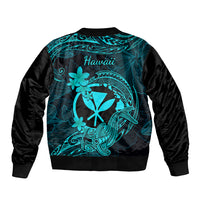 hawaii-sleeve-zip-bomber-jacket-hammerhead-shark-tattoo-mix-polynesian-plumeria-turquoise-version