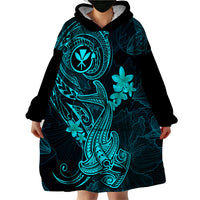 hawaii-wearable-blanket-hoodie-hammerhead-shark-tattoo-mix-polynesian-plumeria-turquoise-version