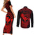hawaii-couples-matching-short-sleeve-bodycon-dress-and-long-sleeve-button-shirts-hammerhead-shark-tattoo-mix-polynesian-plumeria-red-version