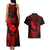 hawaii-couples-matching-tank-maxi-dress-and-hawaiian-shirt-hammerhead-shark-tattoo-mix-polynesian-plumeria-red-version