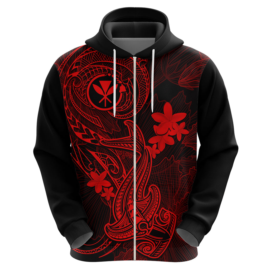 Hawaii Hoodie Hammerhead Shark Tattoo Mix Polynesian Plumeria Red Version LT14 - Polynesian Pride