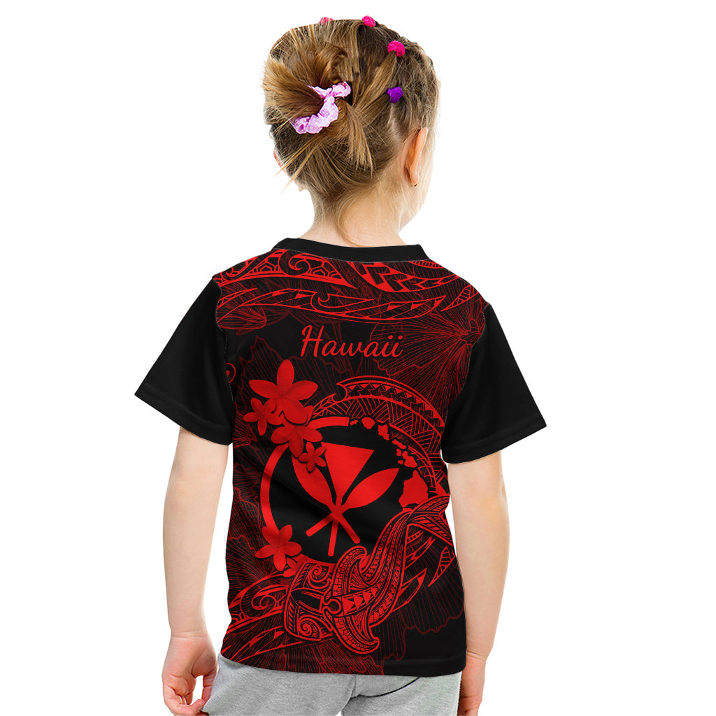 Hawaii Kid T Shirt Hammerhead Shark Tattoo Mix Polynesian Plumeria Red Version LT14 - Polynesian Pride