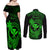 hawaii-couples-matching-off-shoulder-maxi-dress-and-long-sleeve-button-shirts-hammerhead-shark-tattoo-mix-polynesian-plumeria-green-version