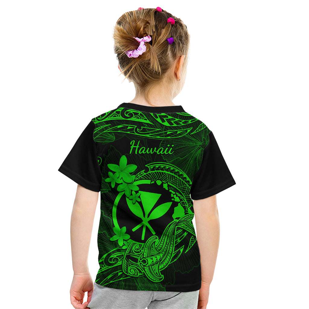 Hawaii Kid T Shirt Hammerhead Shark Tattoo Mix Polynesian Plumeria Green Version LT14 - Polynesian Pride