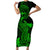 hawaii-short-sleeve-bodycon-dress-hammerhead-shark-tattoo-mix-polynesian-plumeria-green-version