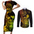 hawaii-couples-matching-short-sleeve-bodycon-dress-and-long-sleeve-button-shirts-turtle-mix-polynesian-plumeria-reggae-version