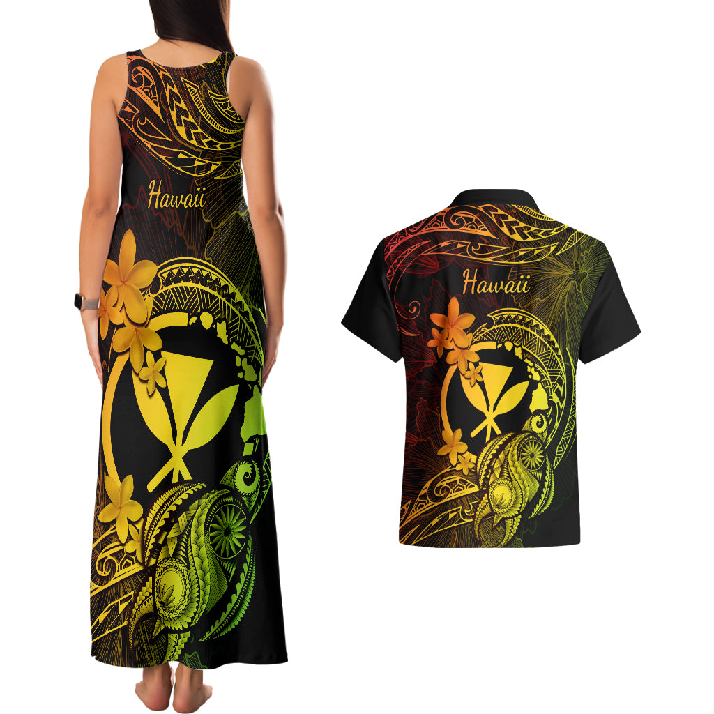 hawaii-couples-matching-tank-maxi-dress-and-hawaiian-shirt-turtle-mix-polynesian-plumeria-reggae-version