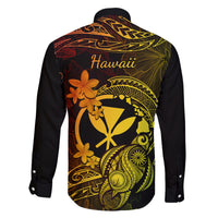 Hawaii Family Matching Off Shoulder Maxi Dress and Hawaiian Shirt Turtle Mix Polynesian Plumeria Reggae Version LT14 - Polynesian Pride